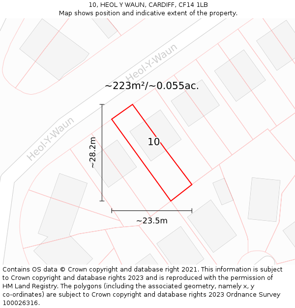 10, HEOL Y WAUN, CARDIFF, CF14 1LB: Plot and title map