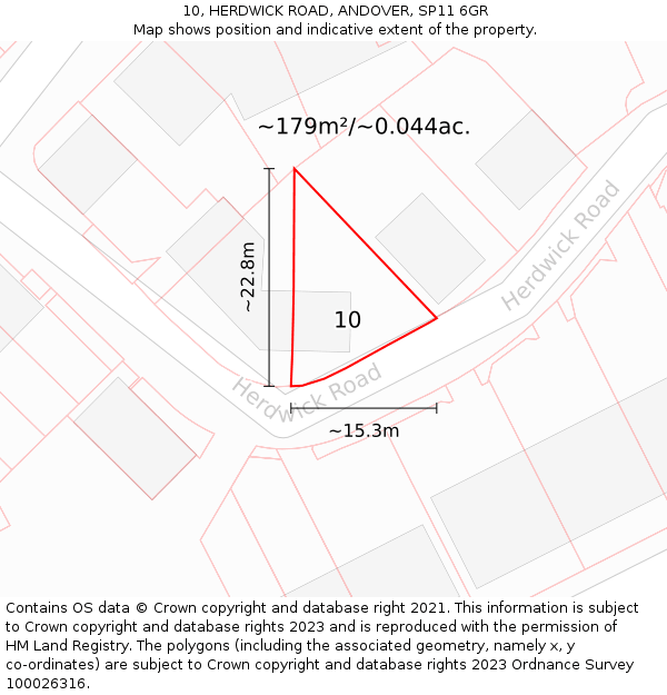 10, HERDWICK ROAD, ANDOVER, SP11 6GR: Plot and title map
