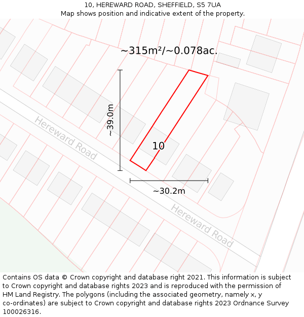 10, HEREWARD ROAD, SHEFFIELD, S5 7UA: Plot and title map