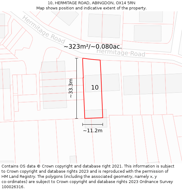 10, HERMITAGE ROAD, ABINGDON, OX14 5RN: Plot and title map