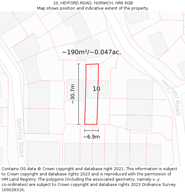 10, HEYFORD ROAD, NORWICH, NR6 6GB: Plot and title map