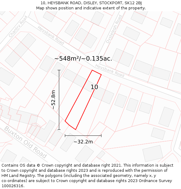 10, HEYSBANK ROAD, DISLEY, STOCKPORT, SK12 2BJ: Plot and title map