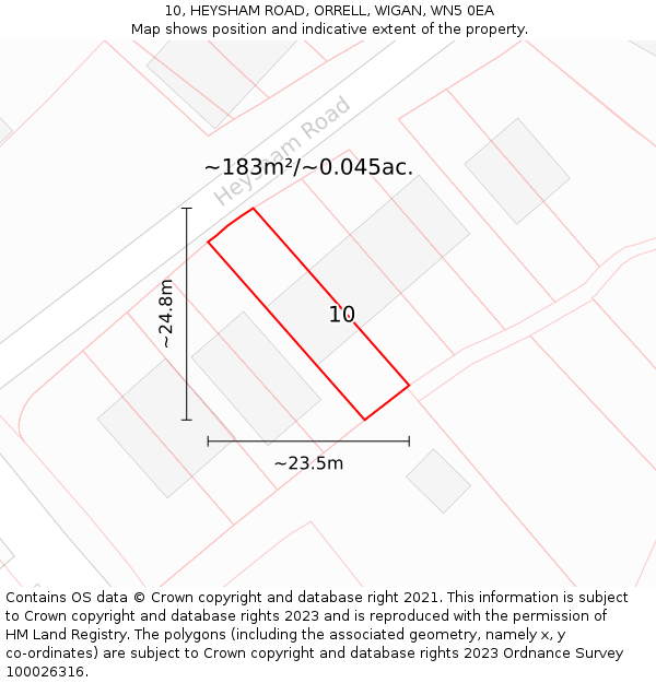 10, HEYSHAM ROAD, ORRELL, WIGAN, WN5 0EA: Plot and title map