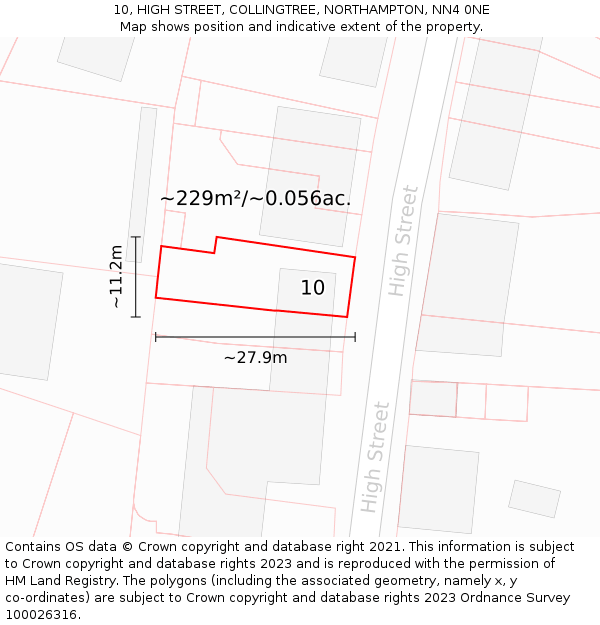 10, HIGH STREET, COLLINGTREE, NORTHAMPTON, NN4 0NE: Plot and title map