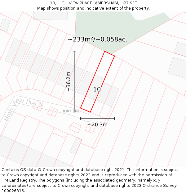 10, HIGH VIEW PLACE, AMERSHAM, HP7 9FE: Plot and title map