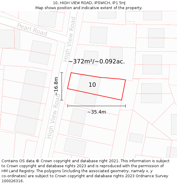 10, HIGH VIEW ROAD, IPSWICH, IP1 5HJ: Plot and title map