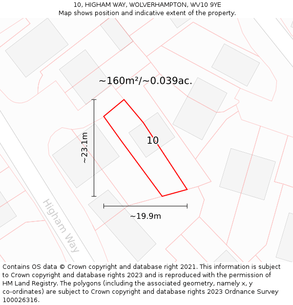 10, HIGHAM WAY, WOLVERHAMPTON, WV10 9YE: Plot and title map
