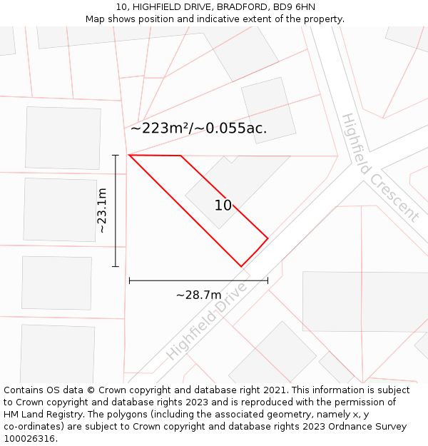 10, HIGHFIELD DRIVE, BRADFORD, BD9 6HN: Plot and title map