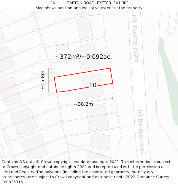 10, HILL BARTON ROAD, EXETER, EX1 3PF: Plot and title map