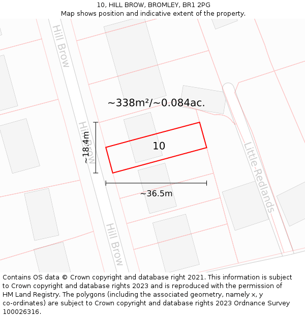 10, HILL BROW, BROMLEY, BR1 2PG: Plot and title map