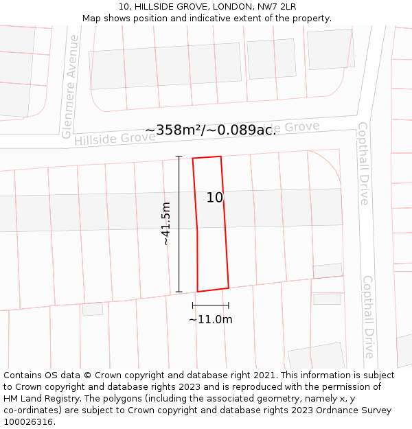 10, HILLSIDE GROVE, LONDON, NW7 2LR: Plot and title map