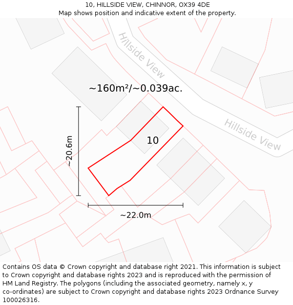 10, HILLSIDE VIEW, CHINNOR, OX39 4DE: Plot and title map