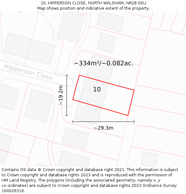 10, HIPPERSON CLOSE, NORTH WALSHAM, NR28 0SU: Plot and title map