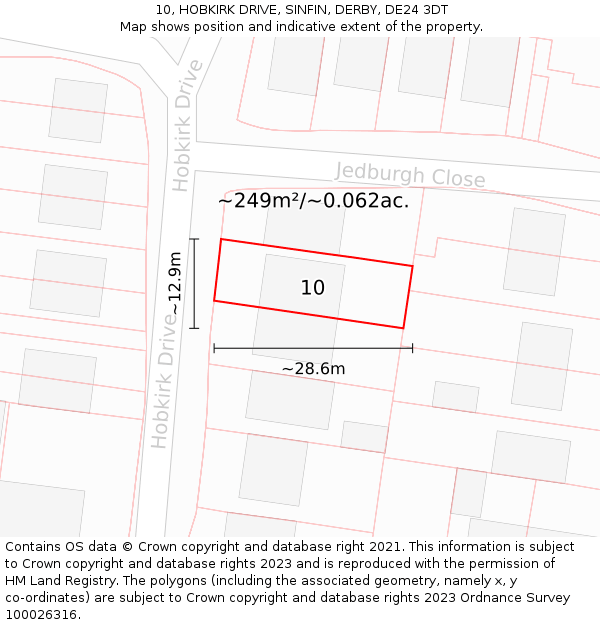 10, HOBKIRK DRIVE, SINFIN, DERBY, DE24 3DT: Plot and title map