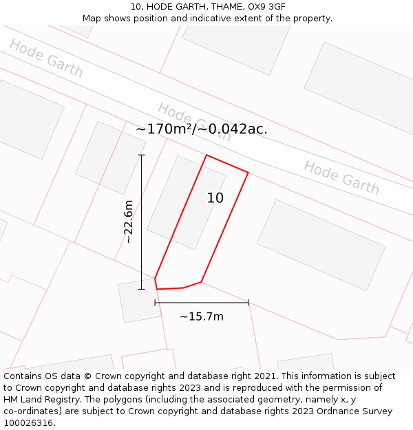10, HODE GARTH, THAME, OX9 3GF: Plot and title map