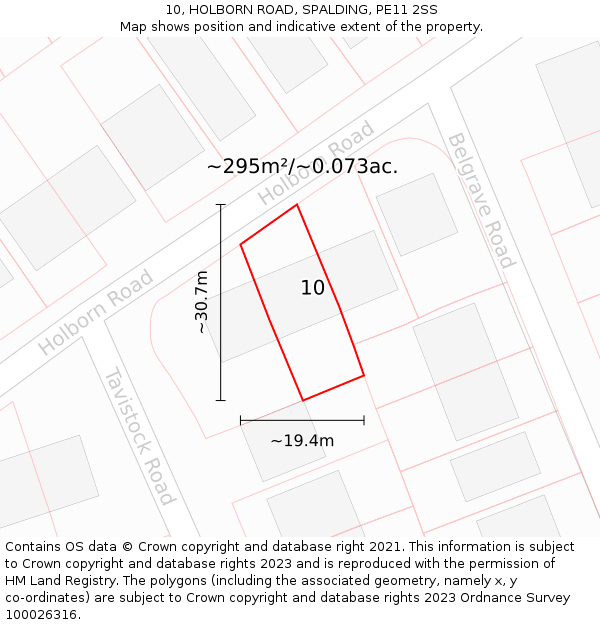10, HOLBORN ROAD, SPALDING, PE11 2SS: Plot and title map