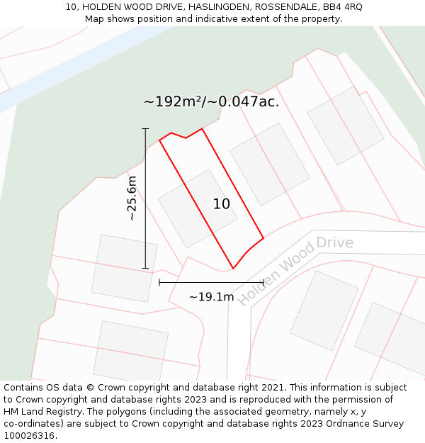 10, HOLDEN WOOD DRIVE, HASLINGDEN, ROSSENDALE, BB4 4RQ: Plot and title map