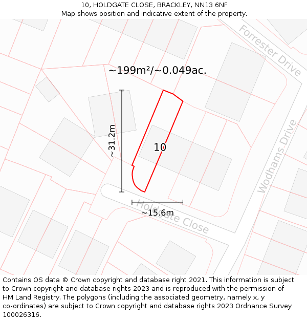 10, HOLDGATE CLOSE, BRACKLEY, NN13 6NF: Plot and title map