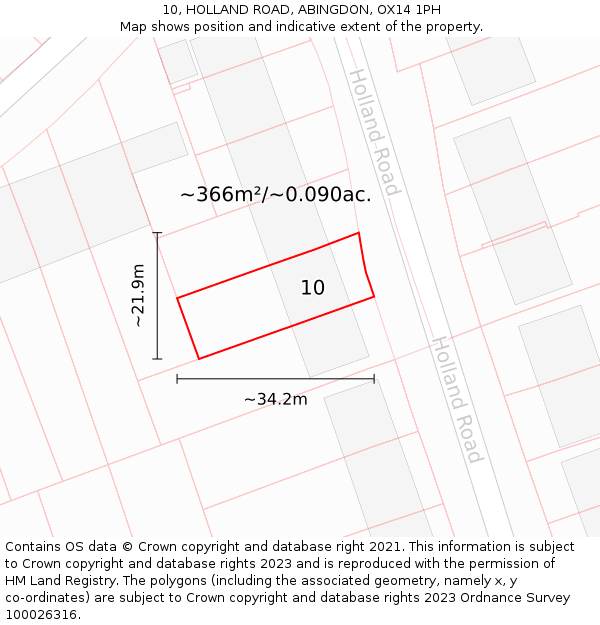 10, HOLLAND ROAD, ABINGDON, OX14 1PH: Plot and title map