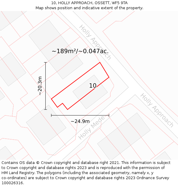 10, HOLLY APPROACH, OSSETT, WF5 9TA: Plot and title map
