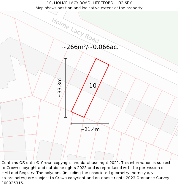 10, HOLME LACY ROAD, HEREFORD, HR2 6BY: Plot and title map