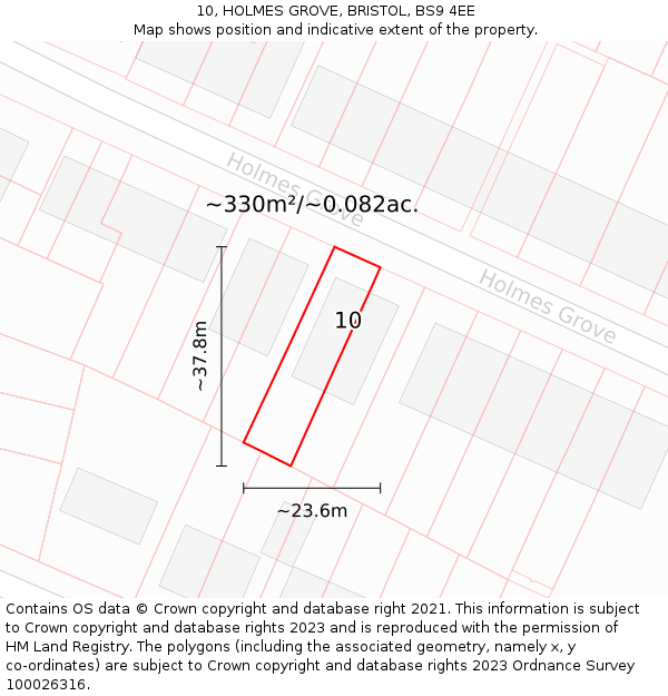 10, HOLMES GROVE, BRISTOL, BS9 4EE: Plot and title map