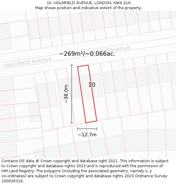 10, HOLMFIELD AVENUE, LONDON, NW4 2LN: Plot and title map