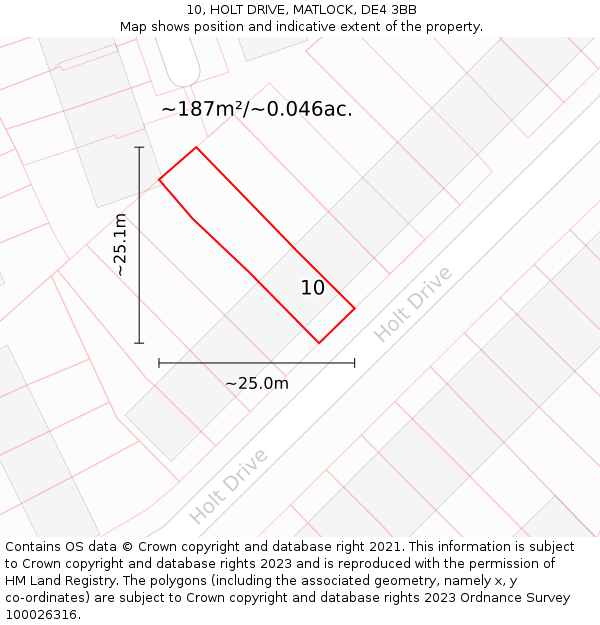 10, HOLT DRIVE, MATLOCK, DE4 3BB: Plot and title map