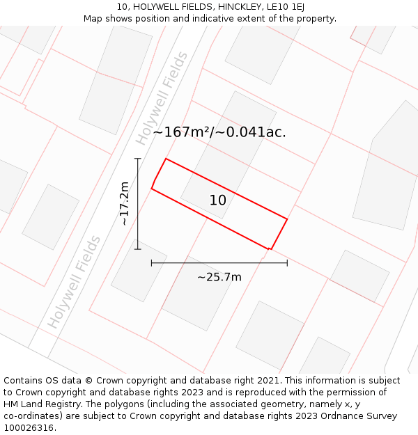 10, HOLYWELL FIELDS, HINCKLEY, LE10 1EJ: Plot and title map