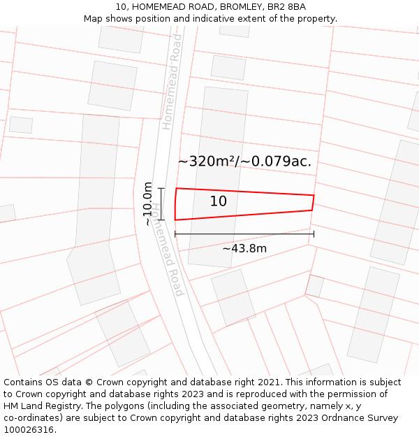 10, HOMEMEAD ROAD, BROMLEY, BR2 8BA: Plot and title map