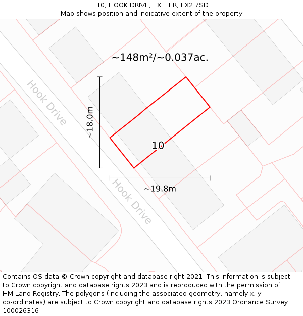 10, HOOK DRIVE, EXETER, EX2 7SD: Plot and title map