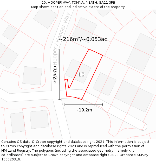 10, HOOPER WAY, TONNA, NEATH, SA11 3FB: Plot and title map
