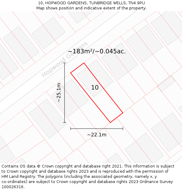 10, HOPWOOD GARDENS, TUNBRIDGE WELLS, TN4 9PU: Plot and title map