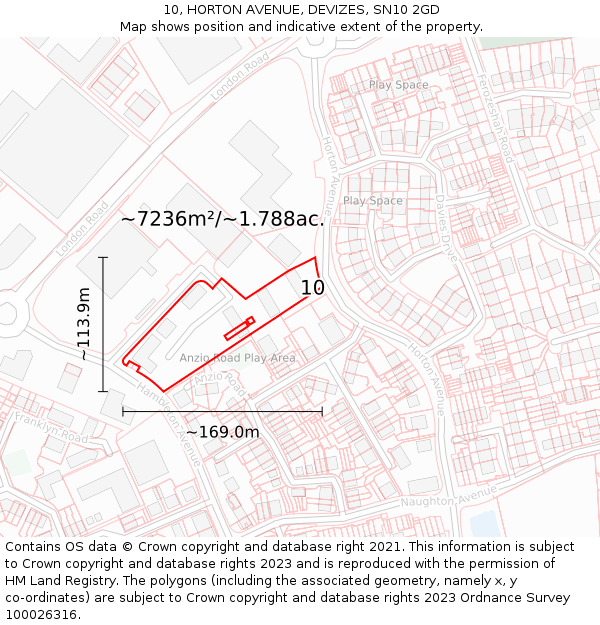10, HORTON AVENUE, DEVIZES, SN10 2GD: Plot and title map
