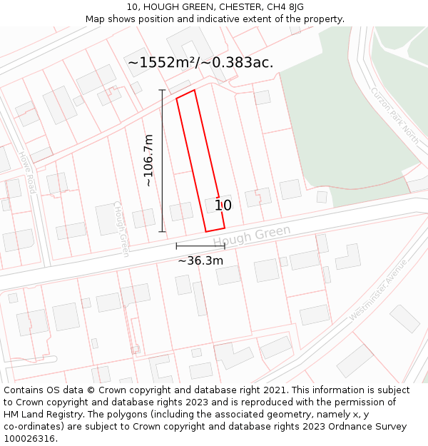 10, HOUGH GREEN, CHESTER, CH4 8JG: Plot and title map