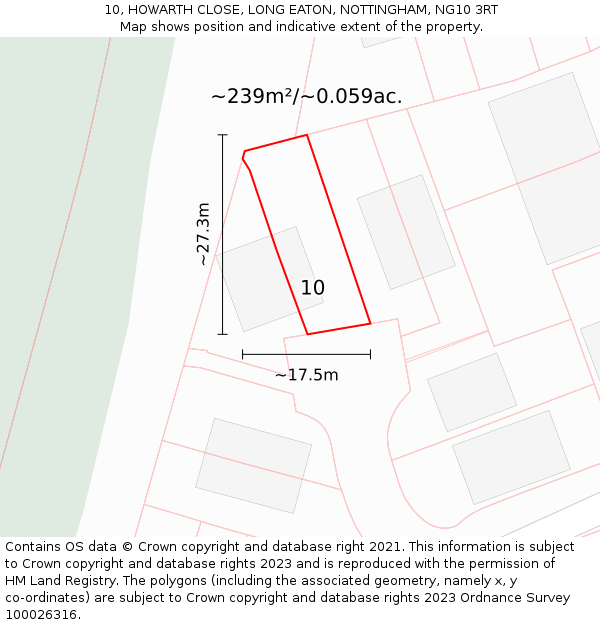 10, HOWARTH CLOSE, LONG EATON, NOTTINGHAM, NG10 3RT: Plot and title map