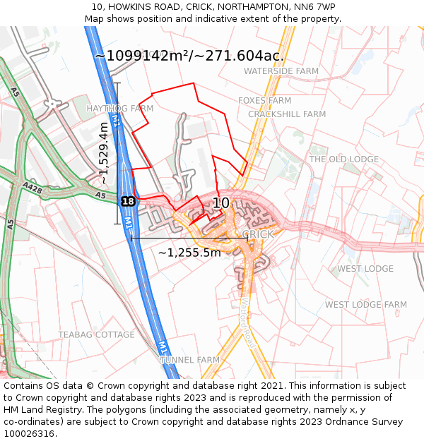 10, HOWKINS ROAD, CRICK, NORTHAMPTON, NN6 7WP: Plot and title map