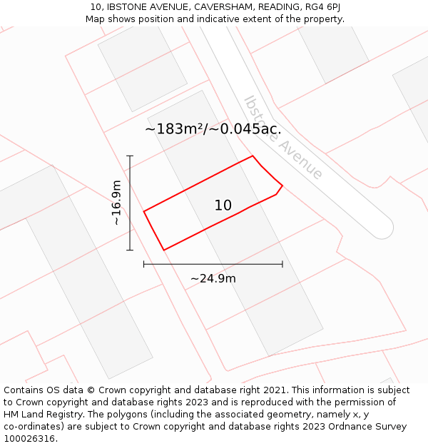 10, IBSTONE AVENUE, CAVERSHAM, READING, RG4 6PJ: Plot and title map