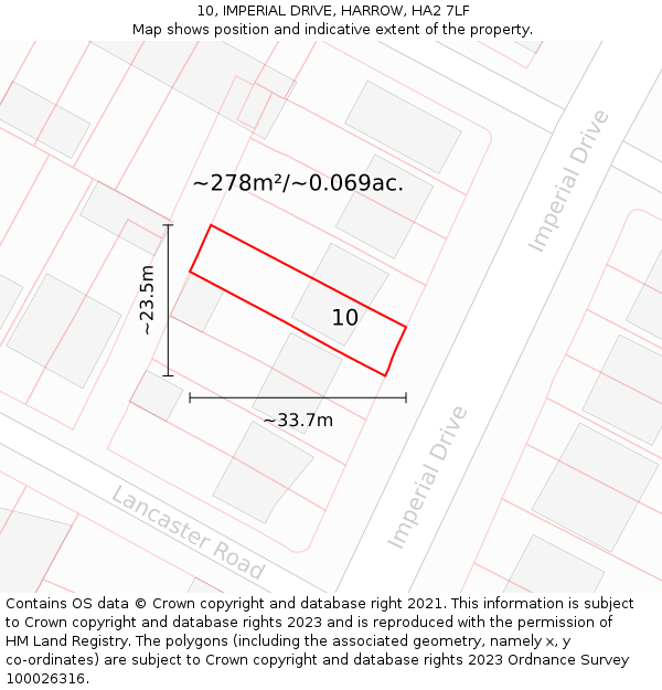 10, IMPERIAL DRIVE, HARROW, HA2 7LF: Plot and title map