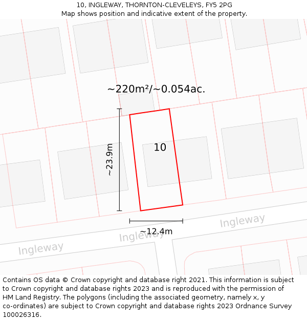 10, INGLEWAY, THORNTON-CLEVELEYS, FY5 2PG: Plot and title map