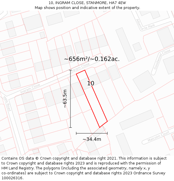 10, INGRAM CLOSE, STANMORE, HA7 4EW: Plot and title map