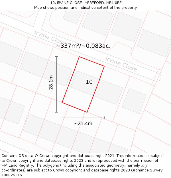 10, IRVINE CLOSE, HEREFORD, HR4 0RE: Plot and title map