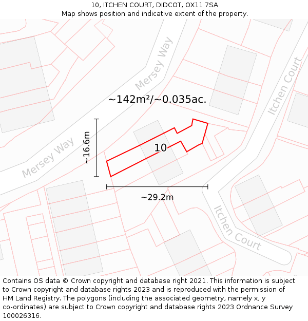 10, ITCHEN COURT, DIDCOT, OX11 7SA: Plot and title map