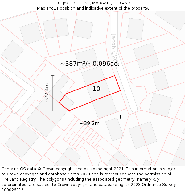 10, JACOB CLOSE, MARGATE, CT9 4NB: Plot and title map