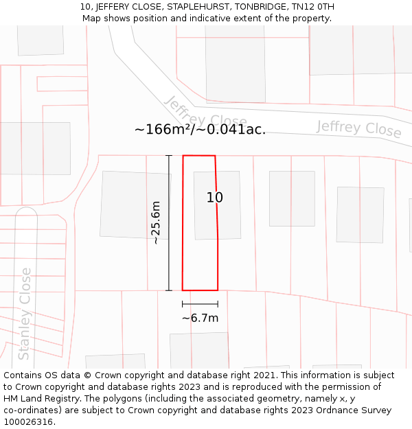 10, JEFFERY CLOSE, STAPLEHURST, TONBRIDGE, TN12 0TH: Plot and title map