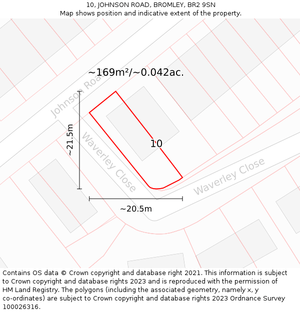 10, JOHNSON ROAD, BROMLEY, BR2 9SN: Plot and title map