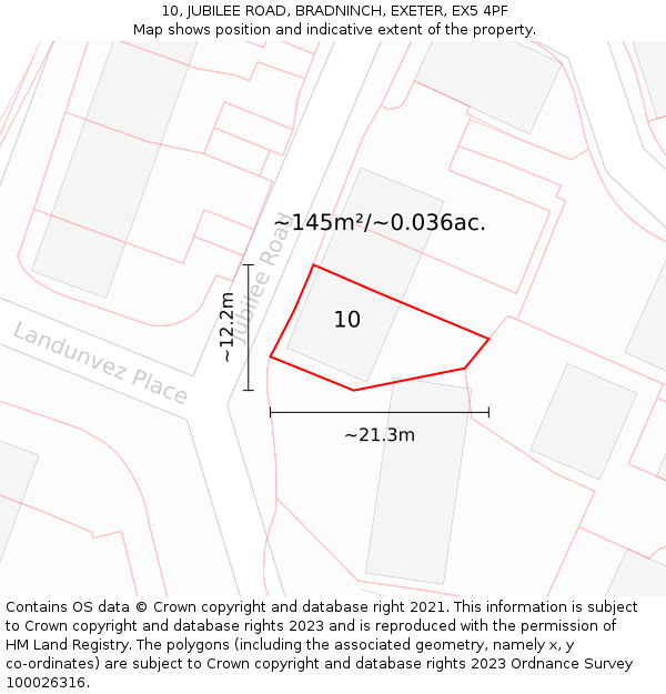 10, JUBILEE ROAD, BRADNINCH, EXETER, EX5 4PF: Plot and title map