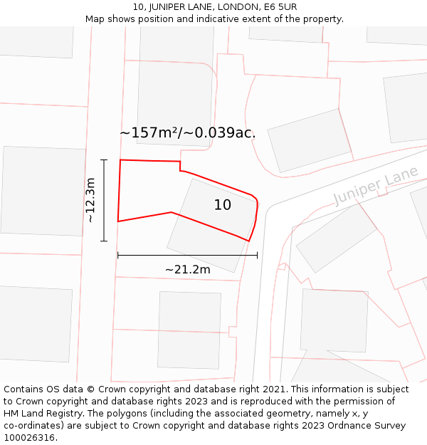 10, JUNIPER LANE, LONDON, E6 5UR: Plot and title map