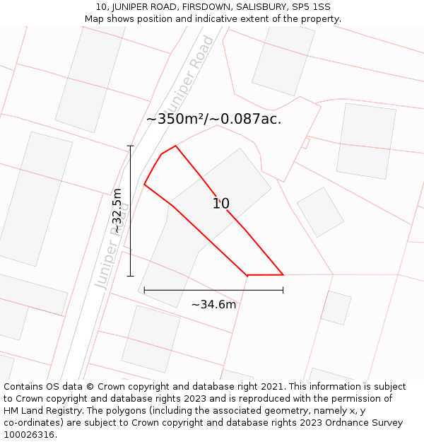 10, JUNIPER ROAD, FIRSDOWN, SALISBURY, SP5 1SS: Plot and title map