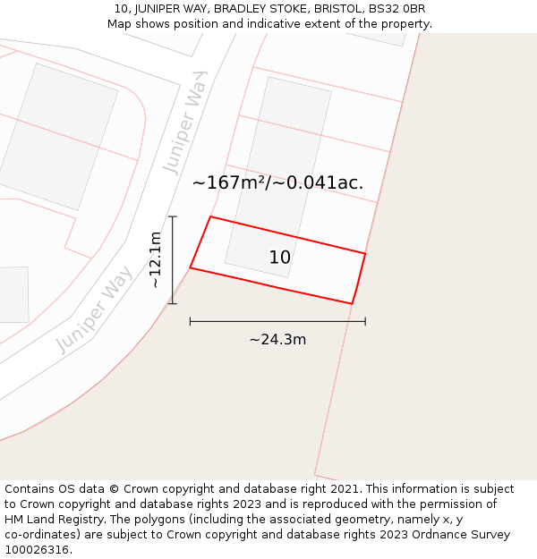10, JUNIPER WAY, BRADLEY STOKE, BRISTOL, BS32 0BR: Plot and title map